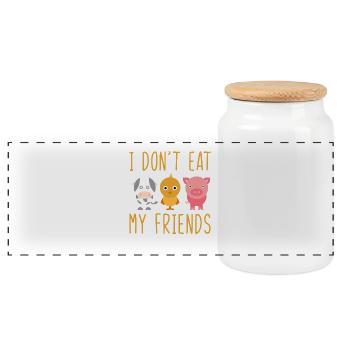 I Dont Eat My Friends Vegan Vegetarian - Panorama Keksdose mit Holzdeckel - Weiß - Vorne