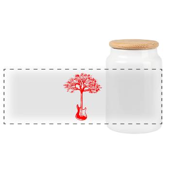 Electric Guitar Tree Cool Guitarist Musician - Panoramic Cookie Jar with Wooden Lid - white - Front