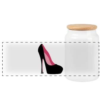 Stiletto High Heels - Panoramic Cookie Jar with Wooden Lid - white - Front