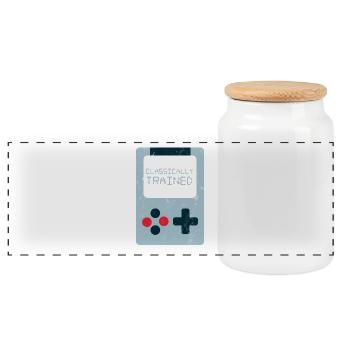 Zocker - Gamer - Nerd - Geek - Geschenk - Panorama Keksdose mit Holzdeckel - Weiß - Vorne