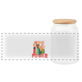 Girl Power Grand Feminist - Boîte à biscuits avec couvercle en bois - blanc - Devant