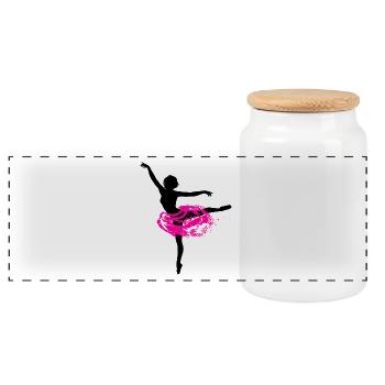 Ballerina mit Tutu Silhouette Ballet Tänzerin - Panorama Keksdose mit Holzdeckel - Weiß - Vorne
