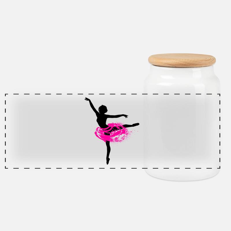 Ballerina mit Tutu Silhouette Ballet Tänzerin - Panorama Keksdose mit Holzdeckel - Weiß