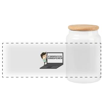Computer Whisperer - Computer nerd and understander. - Panoramic Cookie Jar with Wooden Lid - white - Front