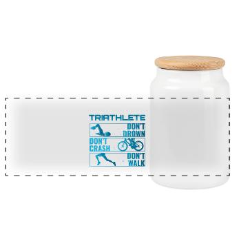 Triathlon Tshirt Geschenk Evolution Männer - Panorama Keksdose mit Holzdeckel - Weiß - Vorne