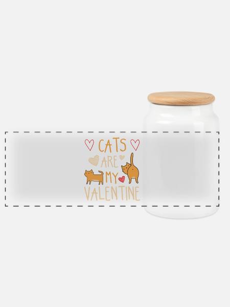 Meine Katzen sind meine Valentine Funny Shirt Idee - Panorama Keksdose mit Holzdeckel - Weiß