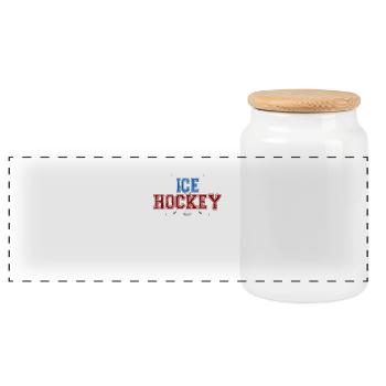Eishockey Talent läd Bitte Warten Geschenk - Panorama Keksdose mit Holzdeckel - Weiß - Vorne