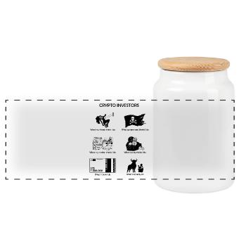 CRYPTO INVESTORS - Panoramic Cookie Jar with Wooden Lid - white - Front
