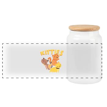 Show me your Kitties - THE funniest cat shirt - Panoramic Cookie Jar with Wooden Lid - white - Front