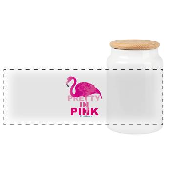 Pretty in Pink Flamingo Pin Comic cadeau tendance - Boîte à biscuits avec couvercle en bois - blanc - Devant
