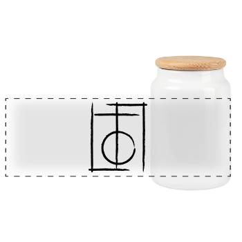 Lines - Panoramic Cookie Jar with Wooden Lid - white - Front