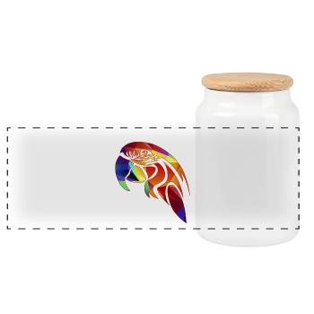 Parrot Geometric - Panoramic Cookie Jar with Wooden Lid - white - Front