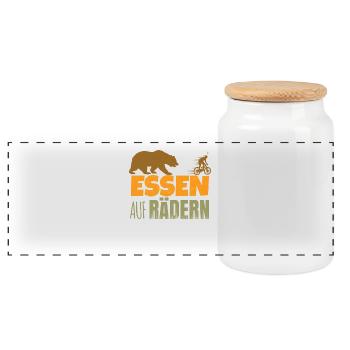 Essen auf Rädern - Panorama Keksdose mit Holzdeckel - Weiß - Vorne