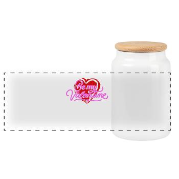 Shop Be My Valentine Red Heart Gift Design - Panorama Keksdose mit Holzdeckel - Weiß - Vorne