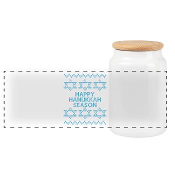 Ugly Hanukkah, Hanukkah, Festival of Lights, Gift - Panoramic Cookie Jar with Wooden Lid - white - Front
