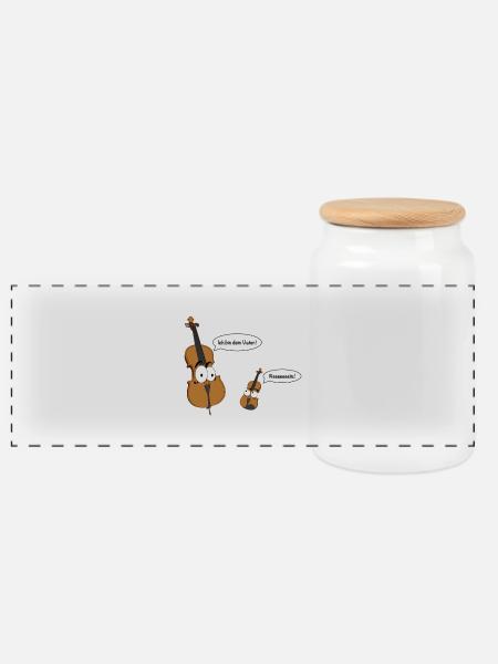 Personificated Cello says to personificated Violin - Panorama Keksdose mit Holzdeckel - Weiß