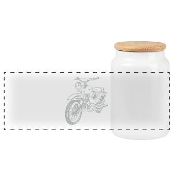 Simson Star Vintage Lineart Silhouette - Panorama Keksdose mit Holzdeckel - Weiß - Vorne