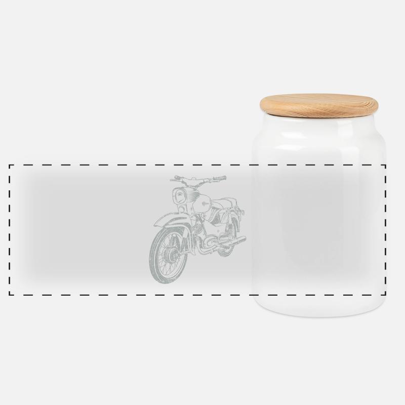 Simson Star Vintage Lineart Silhouette - Panorama Keksdose mit Holzdeckel - Weiß