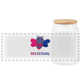 Beesexual - Bisexual T-Shirt - Gay Pride Geschenk - Panorama Keksdose mit Holzdeckel - Weiß - Vorne