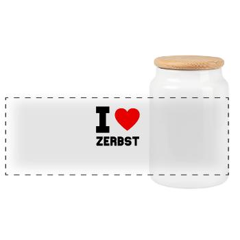 J'aime Zerbst cadeau Ville idée à domicile - Boîte à biscuits avec couvercle en bois - blanc - Devant