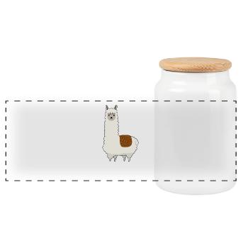Abenteuer-Alpaca | lustig und süß - Panorama Keksdose mit Holzdeckel - Weiß - Vorne