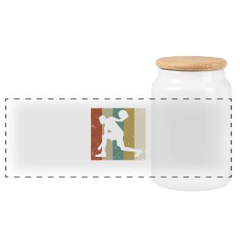 Joueur de basket-ball Basket-ball cadeau Tripple - Boîte à biscuits avec couvercle en bois - blanc - Devant