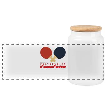 Ping-pong - Tennis de table - Tennis de table - Cadeau - Boîte à biscuits avec couvercle en bois - blanc - Devant