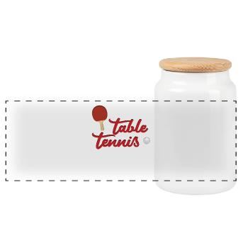 Ping-pong - Tennis de table - Tennis de table - cadeau - Boîte à biscuits avec couvercle en bois - blanc - Devant