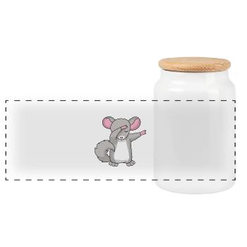 dabbing chinchilla Wollmaus Wollmäuse Dab Geschenk - Panorama Keksdose mit Holzdeckel - Weiß - Vorne