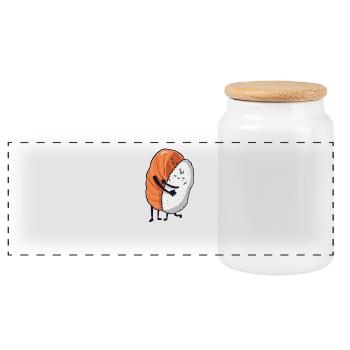 Sushi Reis Geschenk Geburtstag lustig Liebe - Panorama Keksdose mit Holzdeckel - Weiß - Vorne