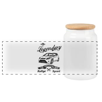 Focus MK2 RS legendary car Silhouette - Panorama Keksdose mit Holzdeckel - Weiß - Vorne