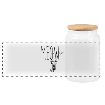 Miau Miau - Panorama Keksdose mit Holzdeckel - Weiß - Vorne
