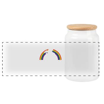 Magical Rainbow In Hebrew Word With Unicorn Jewish - Panoramic Cookie Jar with Wooden Lid - white - Front