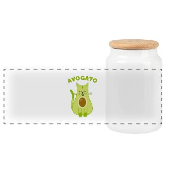 Avogato T-Shirt - Lustige Avo-Gato Cinco De Mayo Katze - Panorama Keksdose mit Holzdeckel - Weiß - Vorne