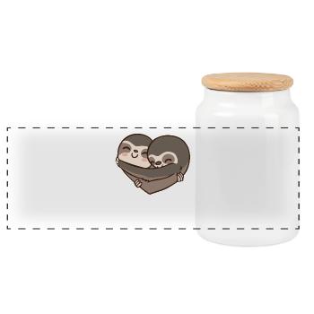 Sloth - Sloth - Couple - Gift - Partner - Panoramic Cookie Jar with Wooden Lid - white - Front