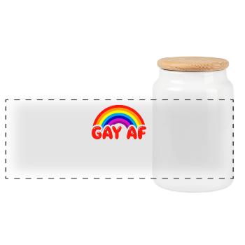Homosexuelle AF lustige homosexuelle Flaggen-Regenbogen färbt LGBTQ - Panorama Keksdose mit Holzdeckel - Weiß - Vorne