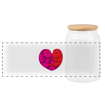 Worm worm heart love valentines day fun gift - Panoramic Cookie Jar with Wooden Lid - white - Front