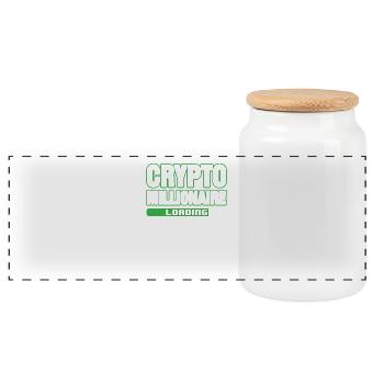 Crypto Millionaire Loading Digital Blockchain HODL - Panoramic Cookie Jar with Wooden Lid - white - Front