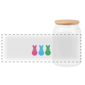Pâques - Lapin de Pâques - Pâques - Cadeaux - Boîte à biscuits avec couvercle en bois - blanc - Devant