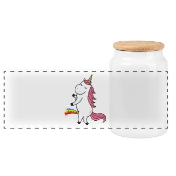 Uro Licorne arc-en - Boîte à biscuits avec couvercle en bois - blanc - Devant