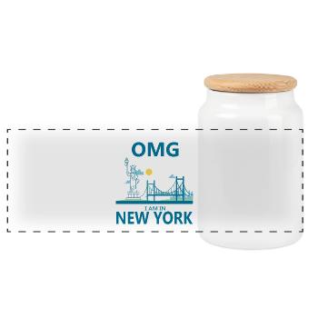 NEW YORK - Panoramic Cookie Jar with Wooden Lid - white - Front
