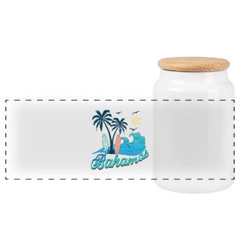 Bahamas vacances plage soleil - Boîte à biscuits avec couvercle en bois - blanc - Devant