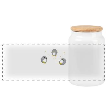Pinguin - Weltall - Geschenk - Süß - Pinguine - Panorama Keksdose mit Holzdeckel - Weiß - Vorne