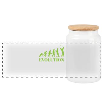 Evolution - Golf - Lustig - Fun - Geschenk - Panorama Keksdose mit Holzdeckel - Weiß - Vorne
