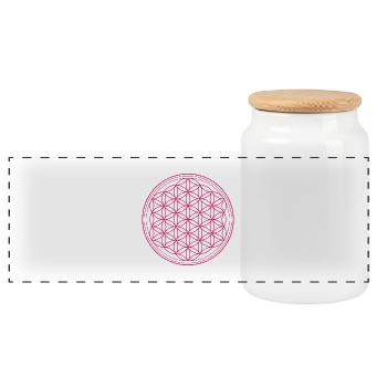 Flower of life pink - Panoramic Cookie Jar with Wooden Lid - white - Front