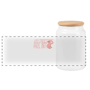 I JUST REALLY LIKE PIGS, OK? PIG - PET - Panoramic Cookie Jar with Wooden Lid - white - Front