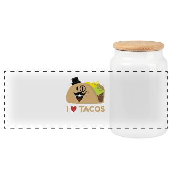 I Love Tacos - Panoramic Cookie Jar with Wooden Lid - white - Front