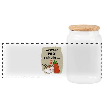 Vietnamesisch Pho Suppe Instant Nudeln Noods Liebe - Panorama Keksdose mit Holzdeckel - Weiß - Vorne