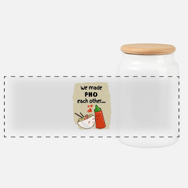 Vietnamesisch Pho Suppe Instant Nudeln Noods Liebe - Panorama Keksdose mit Holzdeckel - Weiß