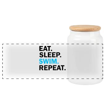 Mangez le bain de sommeil Répéter - Boîte à biscuits avec couvercle en bois - blanc - Devant